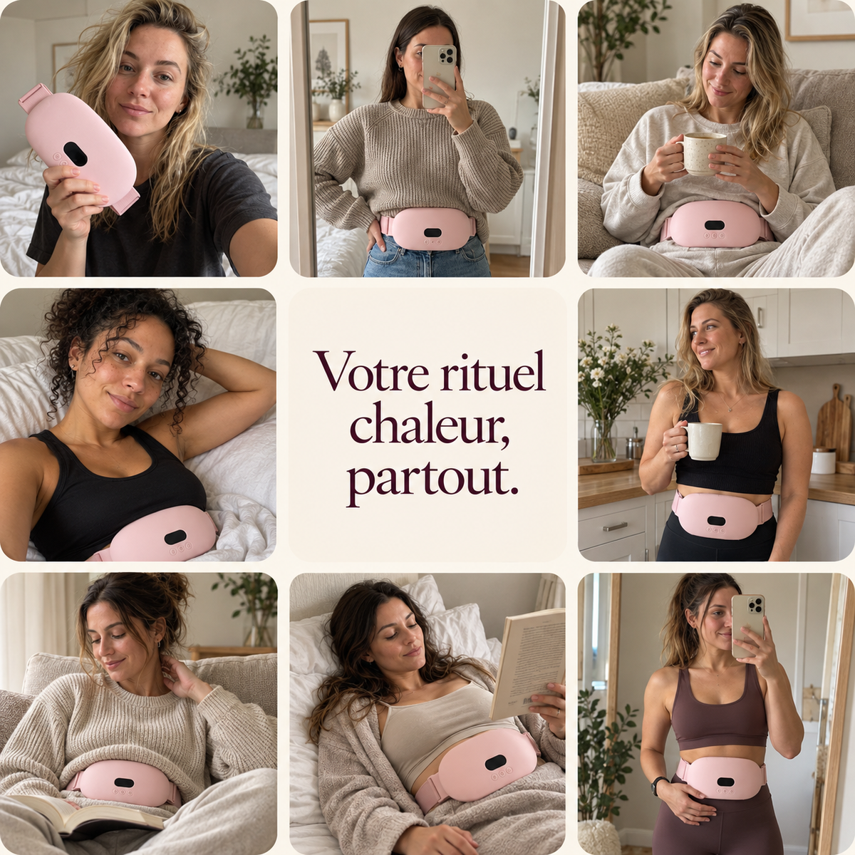 Des femmes portant la ceinture Calmilune au quotidien
